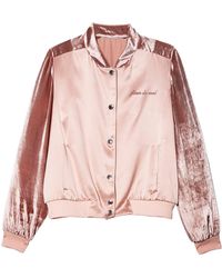 Fleur du Mal Satin Velvet Bomber - Pink