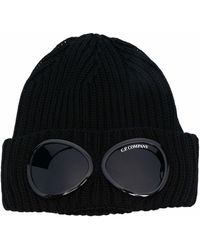 Company Hats Save 18% C.P Company Wool goggles-detail Ribbed Beanie in Red for Men Mens Hats C.P 