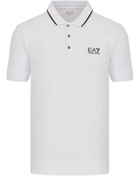 Emporio Armani Ea7 Branded Logo On Chest White Polo Shirt