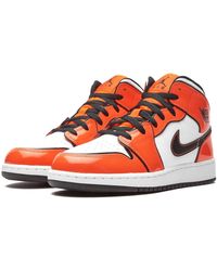 Nike Orange Leather Air Jordan 1 Mid Se High-top sneakers - US ... Nike Orange Leather Air Jordan 1 Mid Se High-top sneakers - US ...