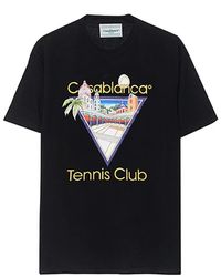 CASABLANCA - Tennis Club Icon Print T-shirt In Black - Lyst