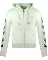 Off-White c/o Virgil Abloh Color Painting Diagonal Logo White Zip-up Hoodie - Multicolor