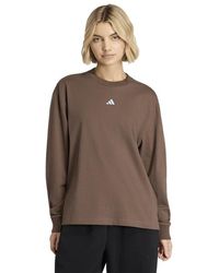 adidas - 3 Stripes Studio Boyfriend Long-Sleeve Top Long-Sleeve Top - Lyst