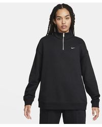 Nike - Top in fleece oversize con zip a 1/4 sportswear - Lyst