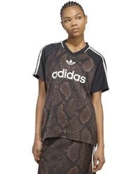 adidas - Snake Print Satin Jersey T-Shirts - Lyst
