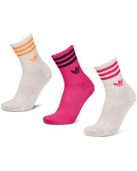 adidas - Mid Cut Crew 3 Pack Socks - Lyst