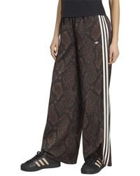 adidas - Satin Snake Print Wide Leg Track Joggers Pants - Lyst
