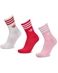 adidas - Mid Cut Crew 3 Pack Socks - Lyst