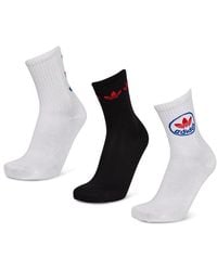 adidas - Mid Cut Crew 3 Pack Socks - Lyst