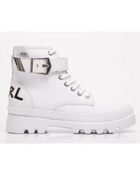Karl Lagerfeld Trekka Ii Ankle Strap Boot Mix - White