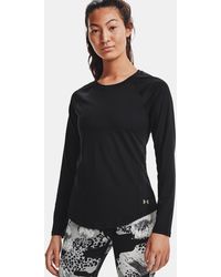 Under Armour UA Pindot Ladies Open Back Long Sleeved Grey Crew Sports Top L 