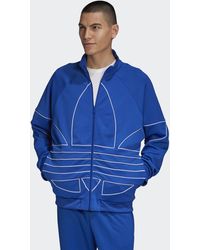 adidas Originals Big Trefoil Printed Polar Fleece Track Top in Green for Men | Lyst