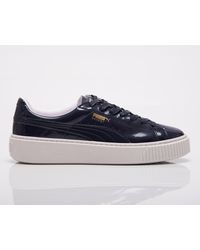 PUMA Basket Heart Patent-leather Trainers in Black Patent (Black) | Lyst