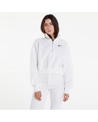 Nike - Sweatshirt sportswear phoenix fleece 1/2-zip oversized crop sweatshirt sail/ black m - Lyst
