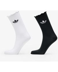 adidas Originals - Adidas Semi-sheer Ruffle Crew Socks 2-pack White/ Black - Lyst