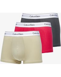 Calvin Klein - Modern Cotton Stretch Trunk 3-pack Virtual Red/ Iron Gate/ Eucalyptus - Lyst