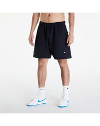 Nike - Solo swoosh brushed-back fleece shorts black/ white - Lyst