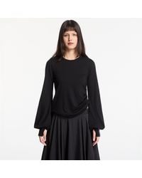 Y-3 - T-Shirt Wool Cinched Drape Long Sleeve Long-Sleeve Top - Lyst