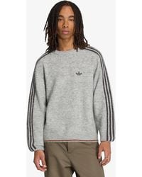 adidas Originals - Sweater Adidas 3-Stripes Fluffy Knit Crew Sweatshirt - Lyst