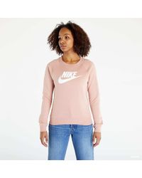 Nike - Sportswear essential fleece crew rose whisper/ white - Lyst
