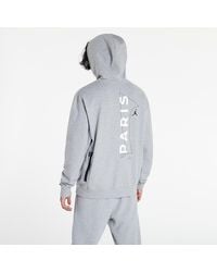 Nike Jordan Paris Saint-Germain Fleece Pullover Hoodie Dark Grey Heather/ White - Grigio
