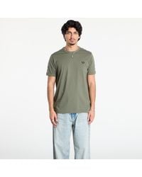 Fred Perry - T-shirt contrast tape ringer t-shirt lrlwrthgreen/ blk l - Lyst