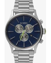 Nixon Sentry Chrono Watch Midnight Blue/ Volt Green - Grau