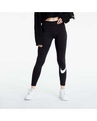 Nike - Sportswear essential gx mid-rise swoosh leggings black/ white - Lyst