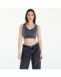 Calvin Klein - Jeans Label Washed Rib Crop Top Washed Black - Lyst