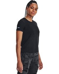 Under Armour - Damesshirt Seamless Stride Met Korte Mouwen Zwart / Zwart / Reflecterend - Lyst