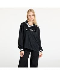Nike - Jersey sportswear collection dri-fit jacquard long-sleeve jersey top black/ lt iron ore/ white l - Lyst