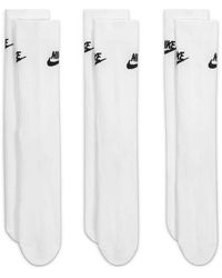 Sportswear Everyday Essential Crew Socks (3-pack) White/ Black Nike | Lyst