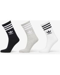 adidas Originals - Adidas Mid Cut Crew Socks 3-pack / Medium Grey Heather/ Black - Lyst