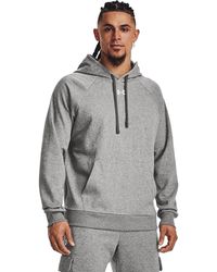 Under Armour - Rival Fleece Herenhoodie Castlerock Light Heather Wit - Lyst