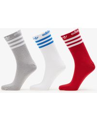 adidas Originals - Adidas Adicolor Crew Socks 3-pack Mgh Solid Grey / White / Better Scarlet - Lyst