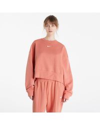 Nike - Nsw Essential Clctn Fleece Oversized Crew Madder Root/ White - Lyst