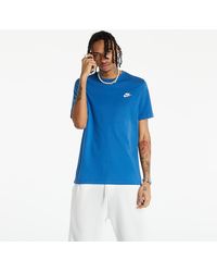 Nike NSW Club T-Shirt Dark Marina Blue/ White - Blau