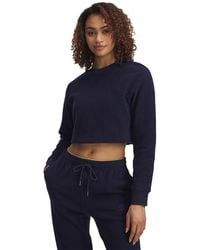 Under Armour - Damesshirt Met Ronde Hals Icon Terry Varsity Midnight Marineblauw Midnight Marineblauw - Lyst