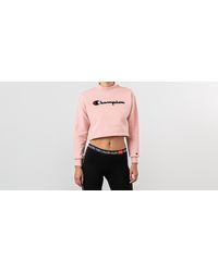 Champion Velvet Script Logo High Neck Sweatshirt Pink - Rose
