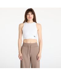 PUMA - Top Wardrobe Essentials Ribbed Crop Top - Lyst