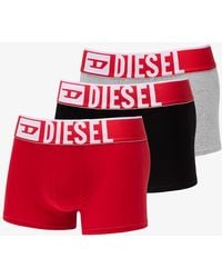 DIESEL - Umbx-damienthreepack-xl Logo Boxer 3-pack Red/ Grey/ Black - Lyst