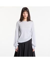 Y-3 - T-Shirt Wool Cinched Drape Long Sleeve Long-Sleeve Top - Lyst