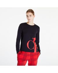 Calvin Klein Ck1 Sleep L/S Crew Neck Black/ Exact Logo - Rot