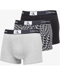 Calvin Klein - 96 Cotton Trunk 3-pack Black/ Grey Heather/ Warped Logo Print Black - Lyst
