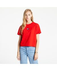 Tommy Hilfiger Tommy Jeans Tommy Center Badge Tee Deep Crimson - Rot