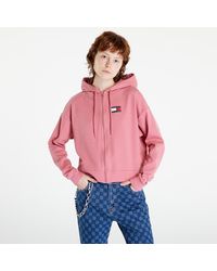 Tommy Hilfiger 85 Lounge Full Zip Hoodie Light Weight Knt Pink - Rouge