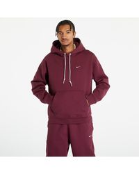 Nike - Solo swoosh fleece pullover hoodie night maroon/ white - Lyst