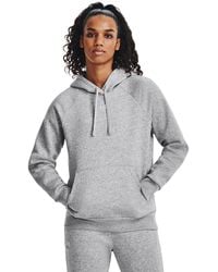 Under Armour - Felpa Con Cappuccio Rival Fleece Da Donna Mod Light Heather Bianco - Lyst