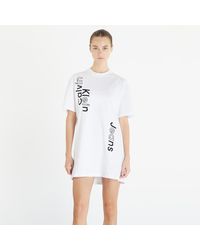 Calvin Klein - Jeans Multi Placement Logo Tee Dress Bright - Lyst