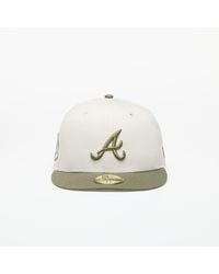 KTZ - Atlanta Braves Mlb White Crown 59fifty Fitted Cap Ivory/ New Olive - Lyst